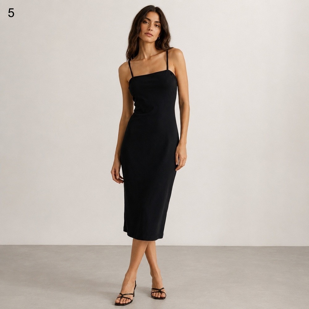 Topshop‎ Bodycon T-Shirt Strappy Dress Womens 6 Black Cotton NEW